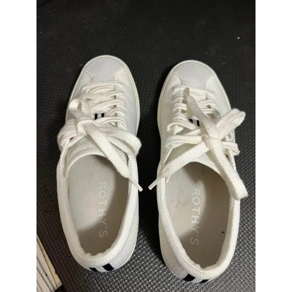 Rothy’s The Lace Up Sneaker‎ Women's Size 9 White Knit Contoured Footbed Shoes